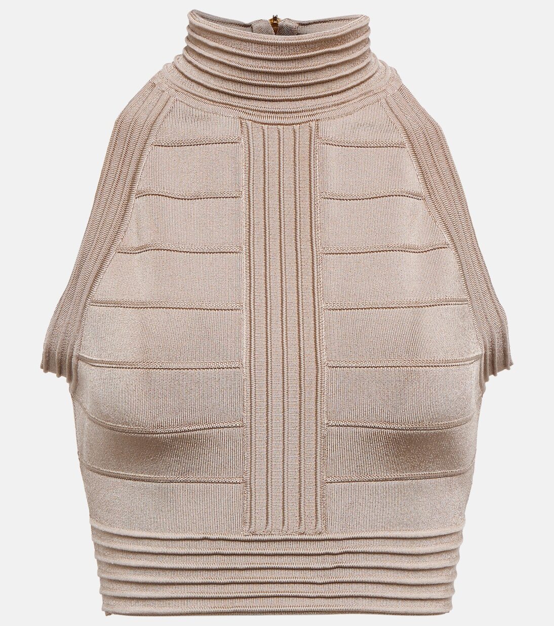 

Укороченный топ с высоким воротом Balmain, Sable