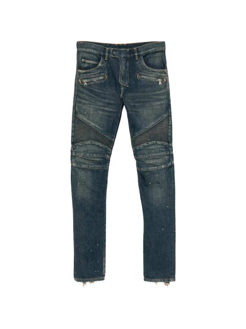 Байкерские рваные джинсы Balmain, синий