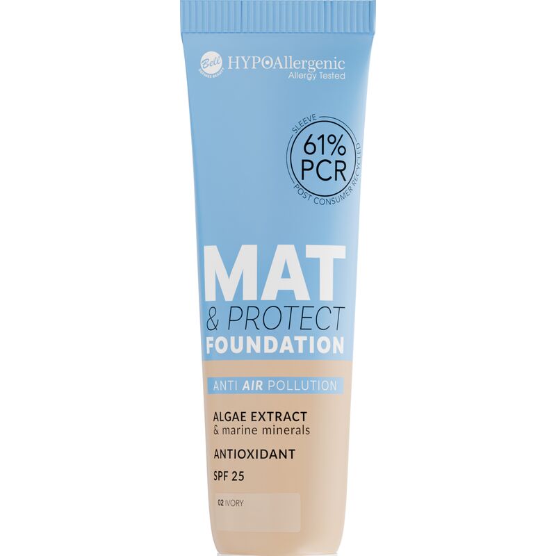 

Тональная основа Mat & Protect SPF 25 02 цвета слоновой кости HYPOAllergenic, 30 g