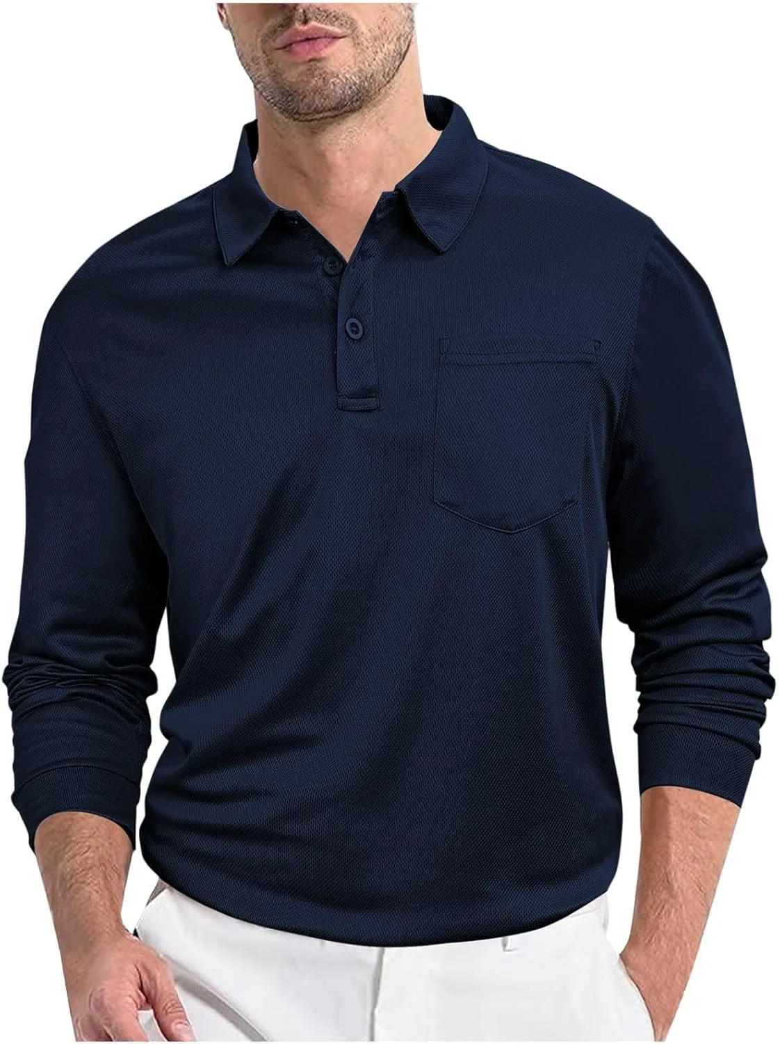 

Мужская футболка с длинным рукавом и воротником для гольфа и отдыха OSFVNOXV