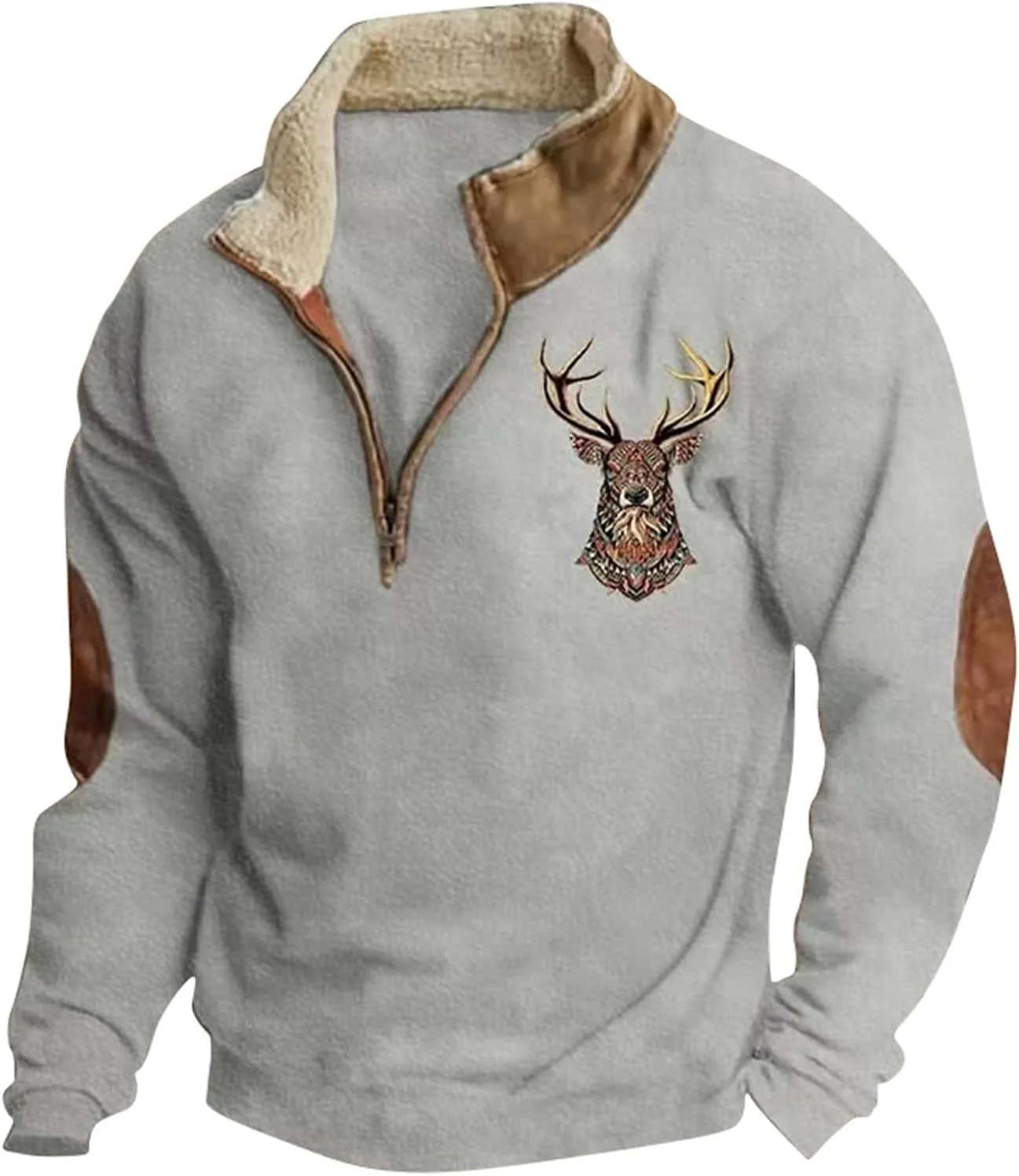 

Толстовка Quarter Zip мужская Vintage Mock Neck с длинным рукавом