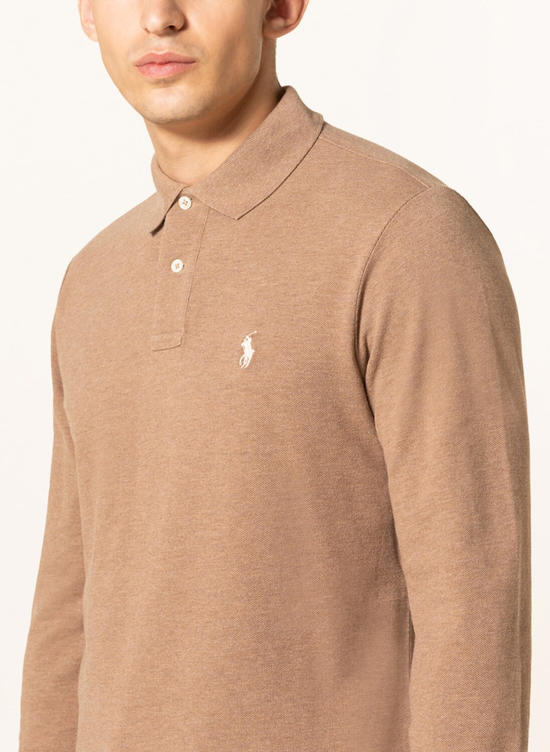 Рубашка поло POLO RALPH LAUREN Piqué Custom Slim Fit, светло-коричневый — фото 4