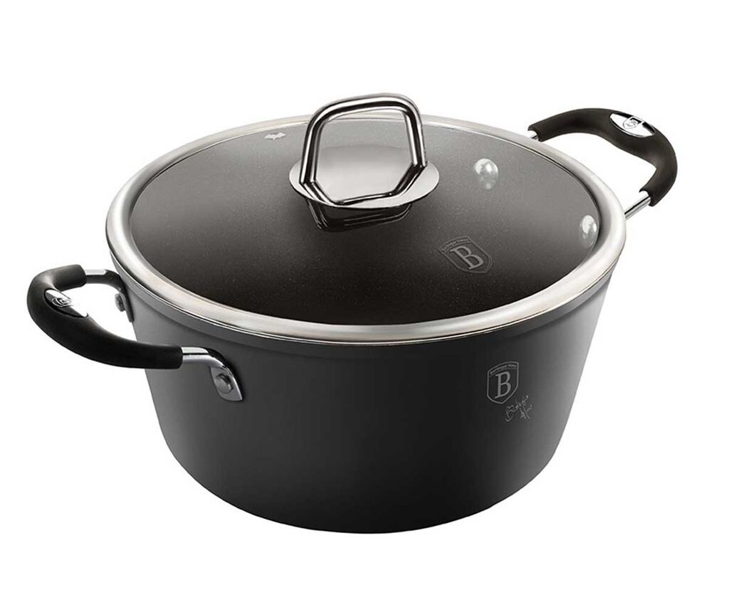 

BERLINGERHAUS Кастрюля с крышкой с титановой поверхностью 20 см Black Professional Line BH-6122