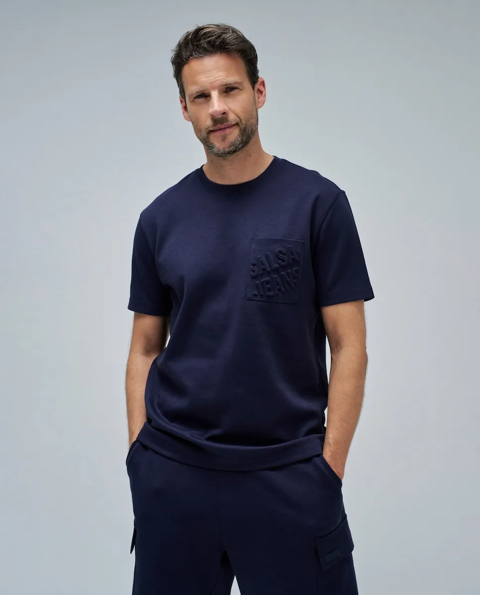 

Мужская футболка с рельефным логотипом Salsa Jeans, темно-синий