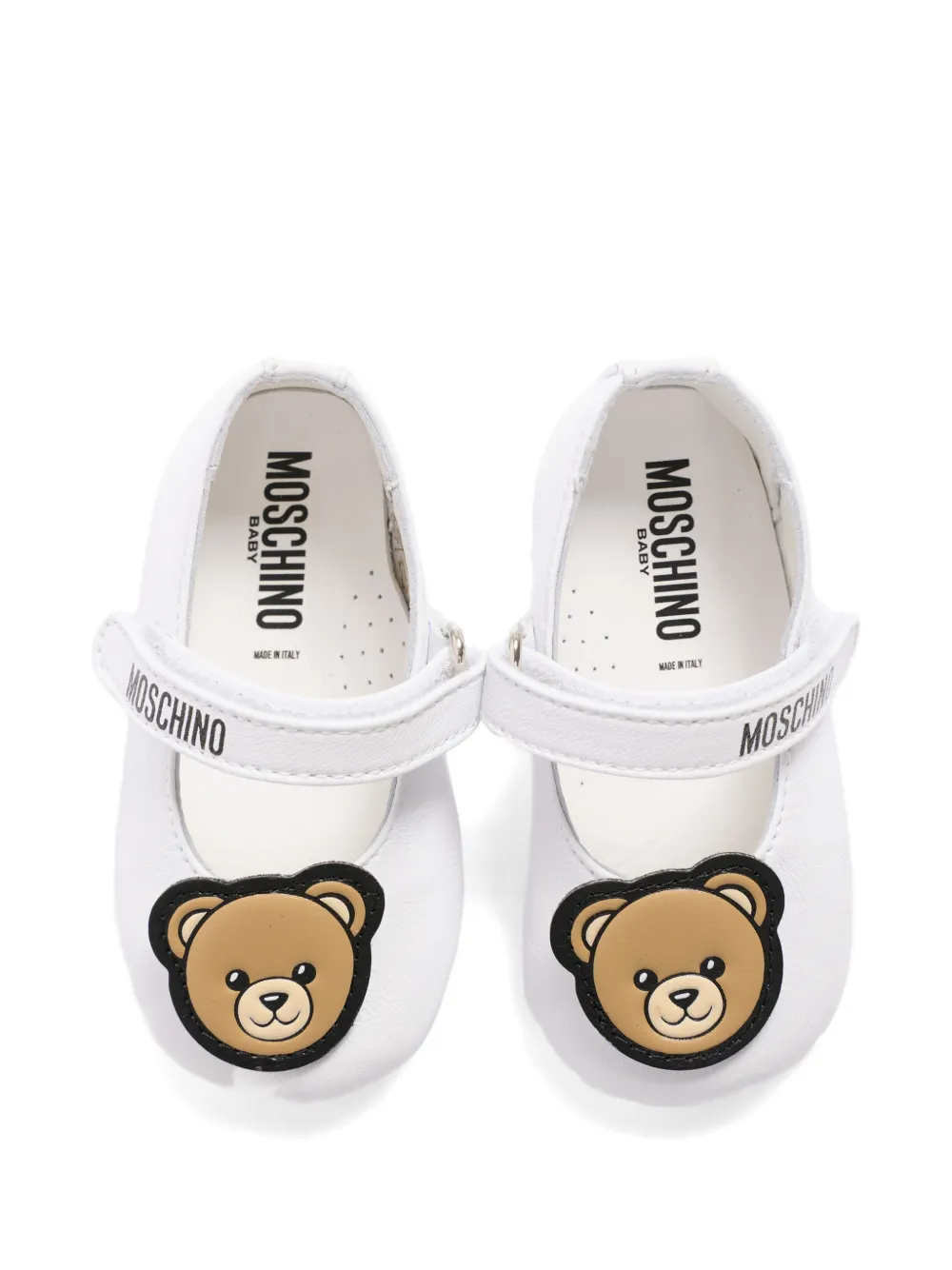 Балетки с нашивкой на ремешке Moschino Kids, белый — фото 4