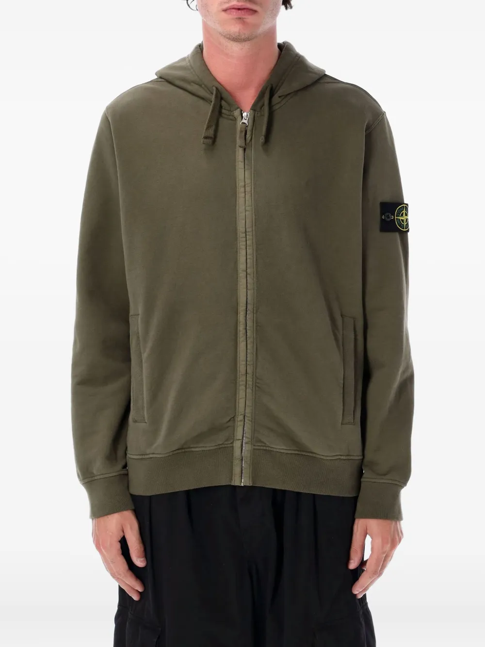 

Толстовка с капюшоном на молнии спереди Stone Island, зеленый