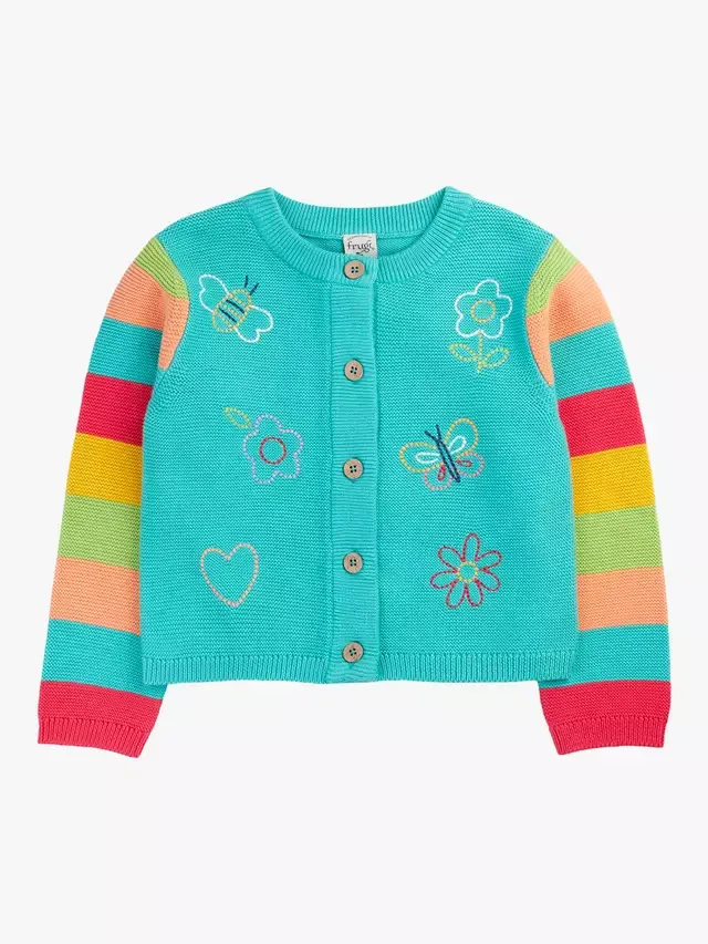 Детский кардиган Cammie с анималистическим принтом, цвет Pacific Aqua Frugi