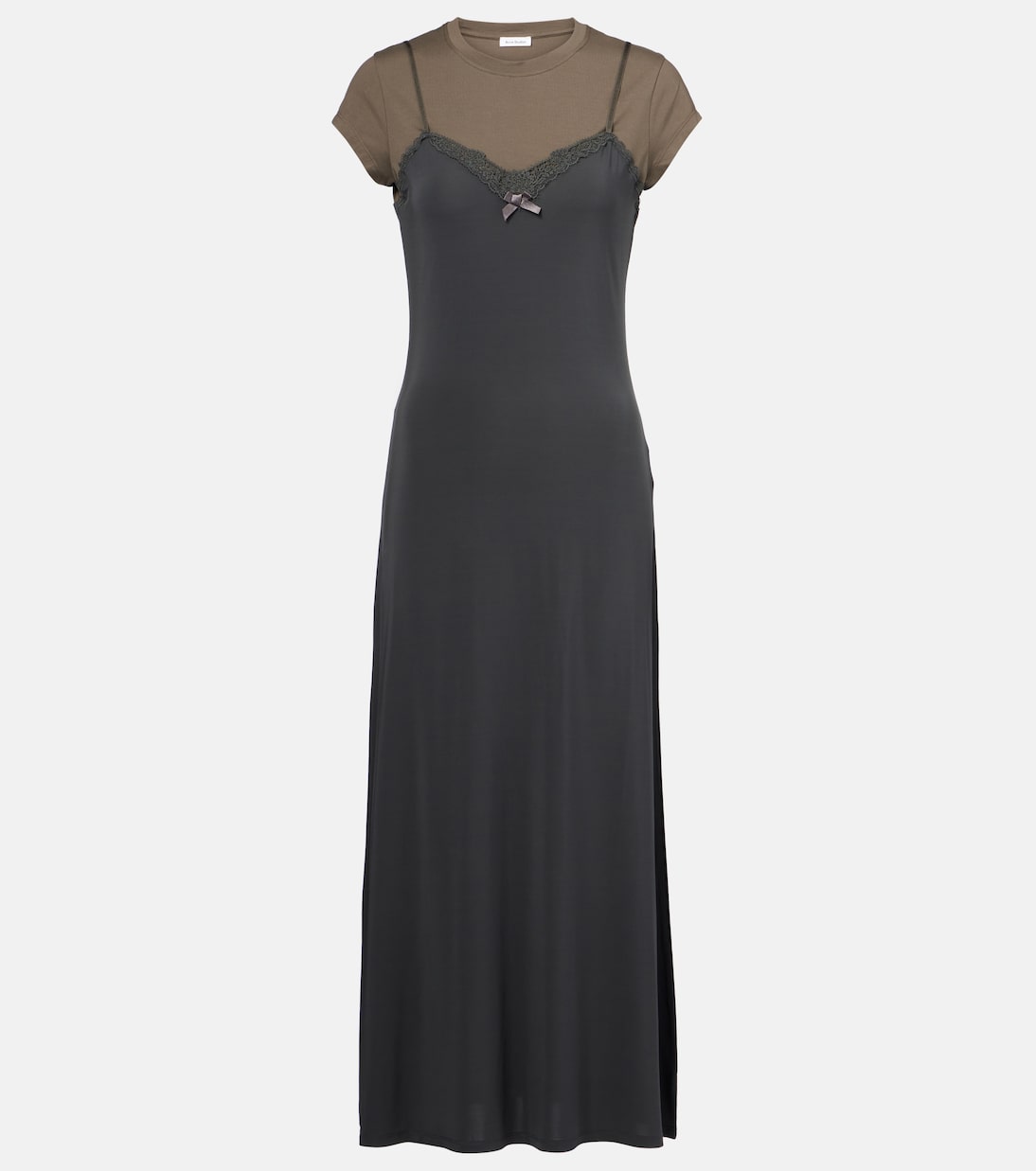 Платье миди из многослойного джерси Acne Studios, Grey/Anthracite