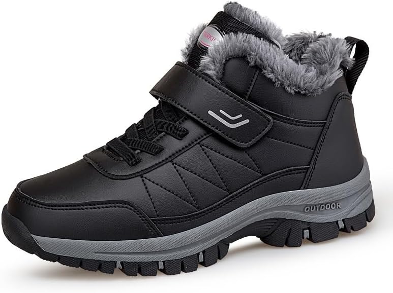 

Мужские зимние ботинки с мехом, теплые водонепроницаемые ботинки для снега, ботильоны для улицы, удобная обувь для мужчин Soft Time Toy, черный