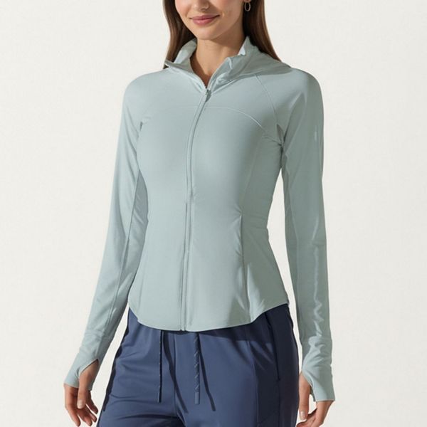 

Женская активная куртка с длинным рукавом и молнией на всю длину, приталенного силуэта и с высоким воротником Anna-Kaci, Green