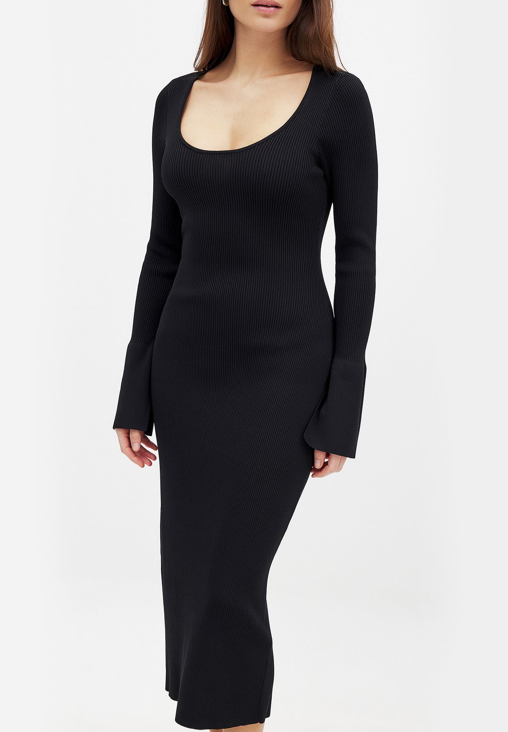 

Платье-джемпер FINE TRUMPET SLEEVE MIDI NA-KD, черный