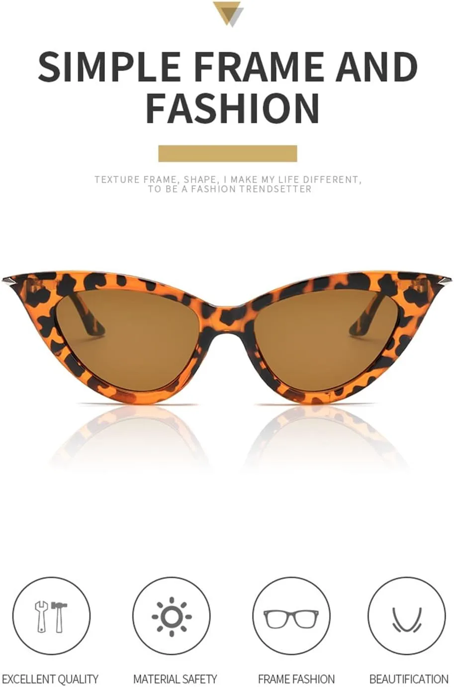 

Солнцезащитные очки в стиле «кошачий глаз» 2026 года, ретро, ​​для мужчин и женщин, пляжные очки для отдыха на природе (цвет: B, размер: средний) MTZJH, E