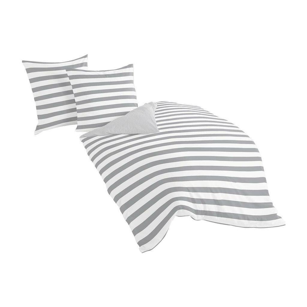 

Сатиновое постельное белье Dream Sleep Mako Albklasseik Stripe 200x200 см + 2x 80x80 см серебро Traumschlaf