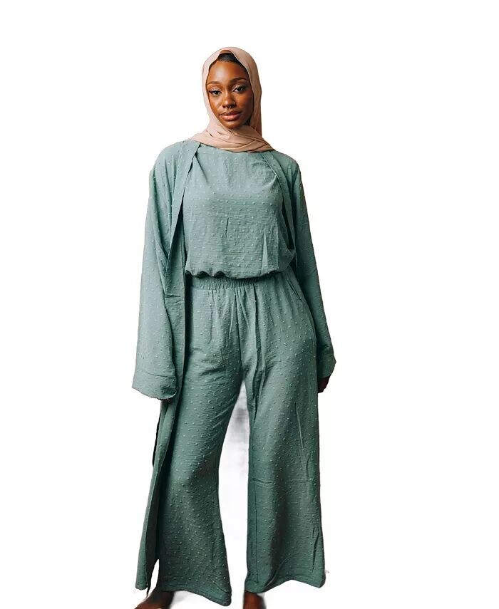 

Женский комплект из четырех частей абайя-брюк Urban Modesty, зеленый