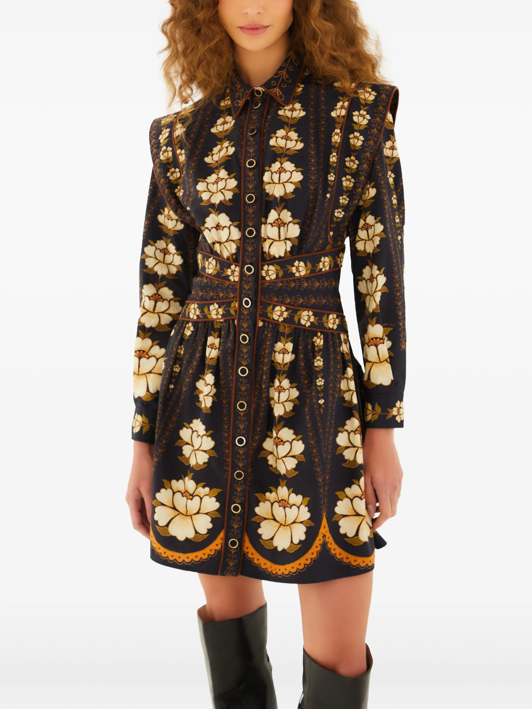 

Мини-платье с цветочным принтом Farm Rio, черный