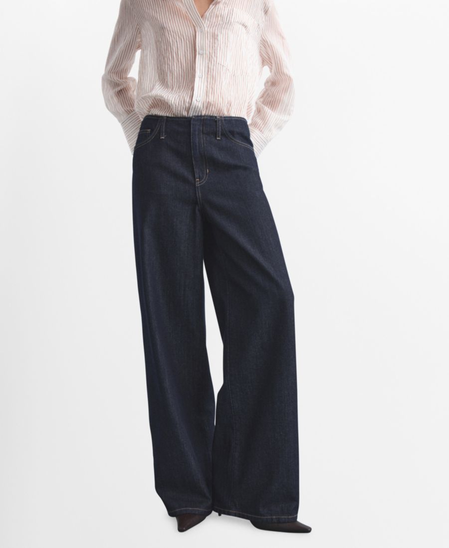 

Женские джинсы с широкими штанинами и средней посадкой MANGO, Open Blue