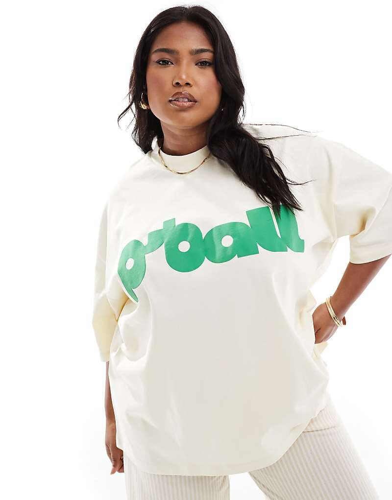 

Объемная футболка для папы с логотипом пахты ASOS Weekend Collective Curve