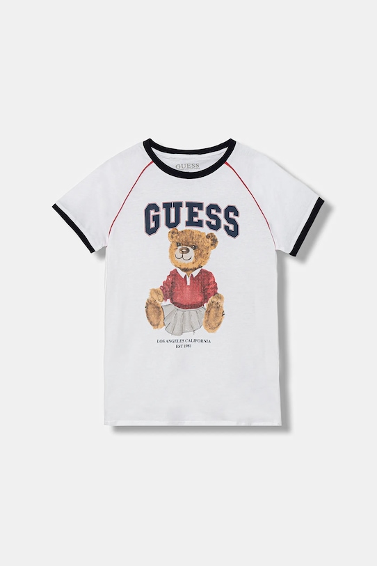 

Детская хлопковая футболка Guess, белый