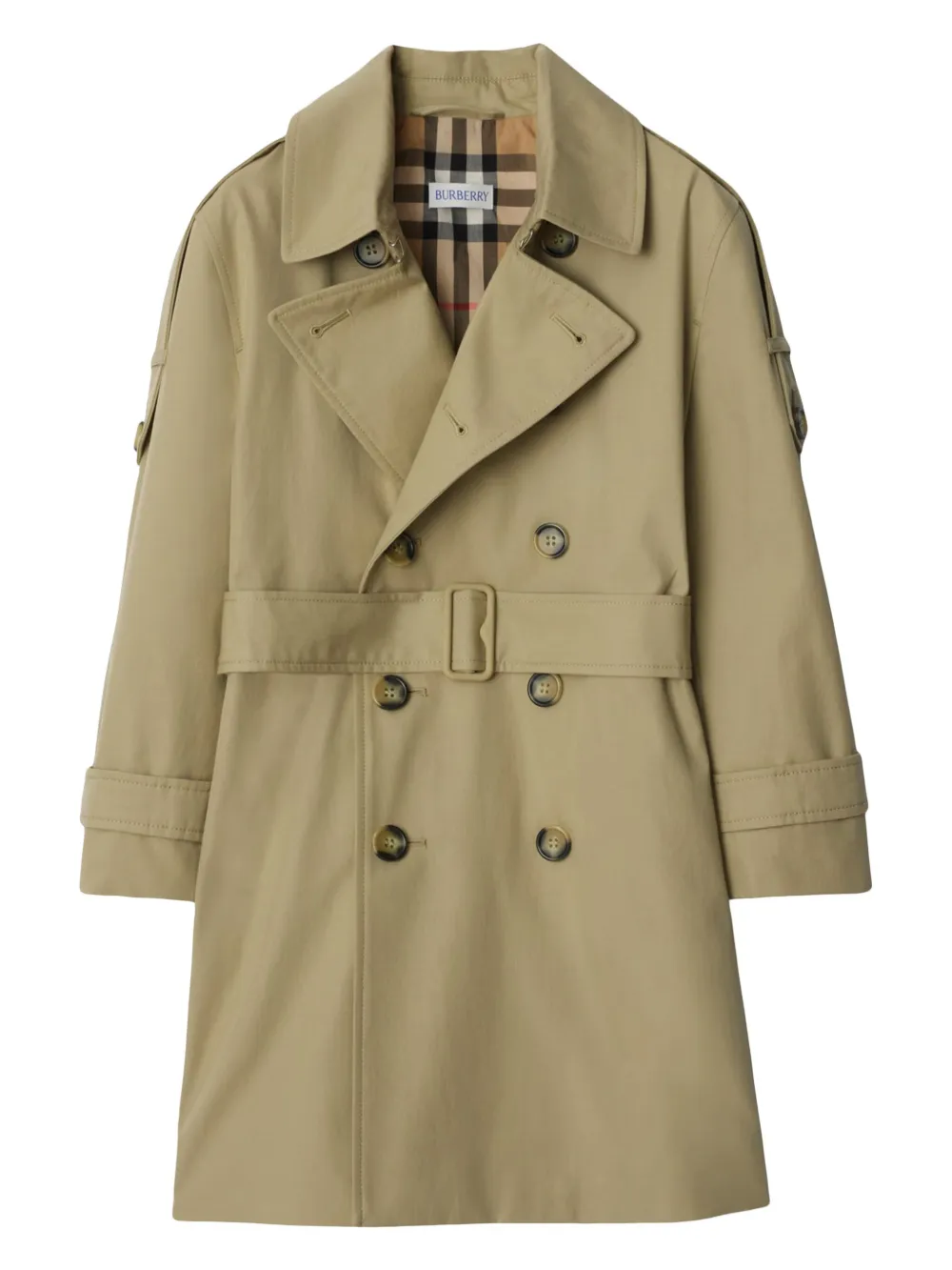 

Тренч с поясом BURBERRY KIDS, нейтральный