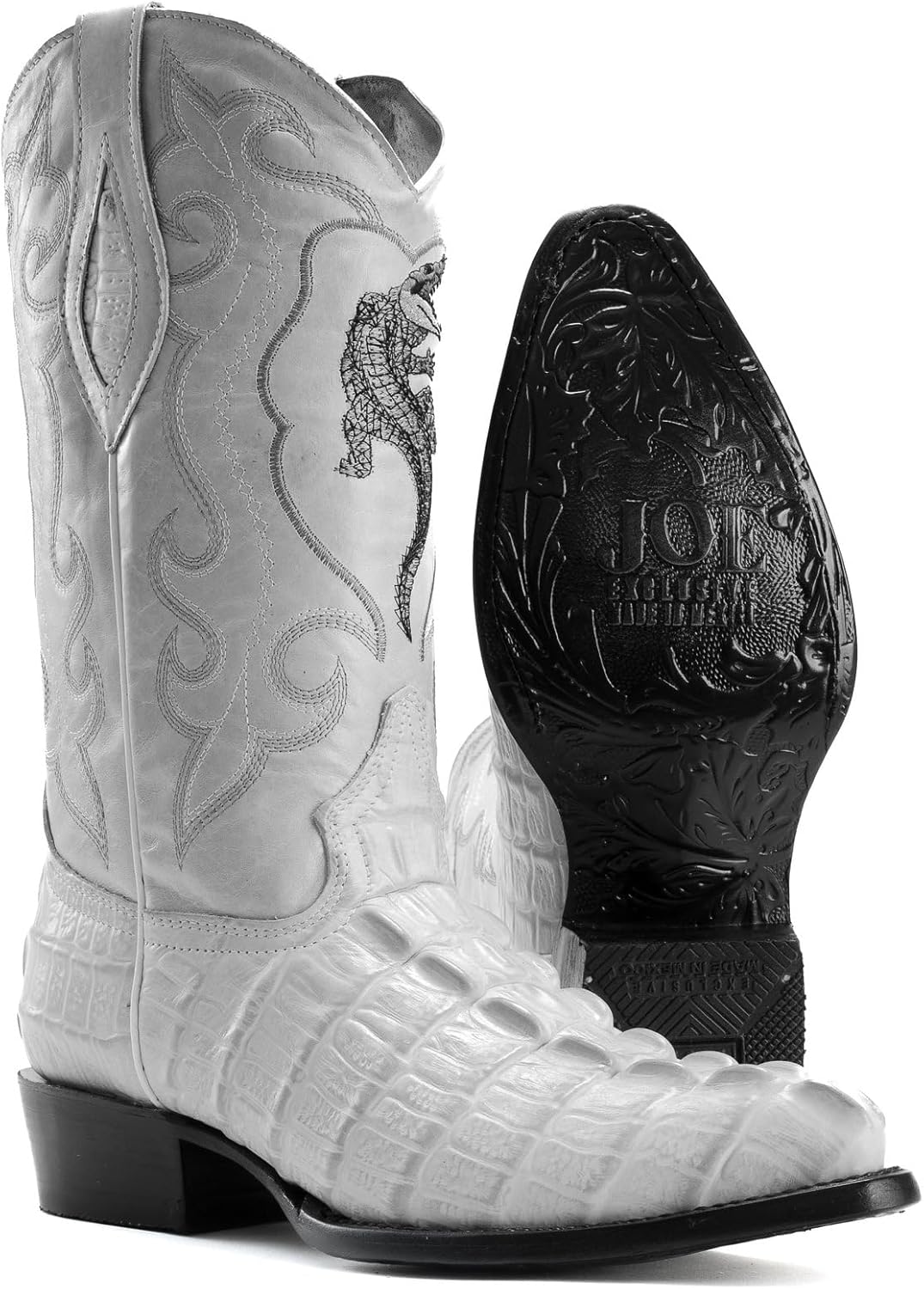 Мужские вестерн-сапоги Joe Boots 904 Classic с экзотическим принтом каймана, натуральная кожа, носок J, кожа подошва Joe Exclusive, Bone — фото 2