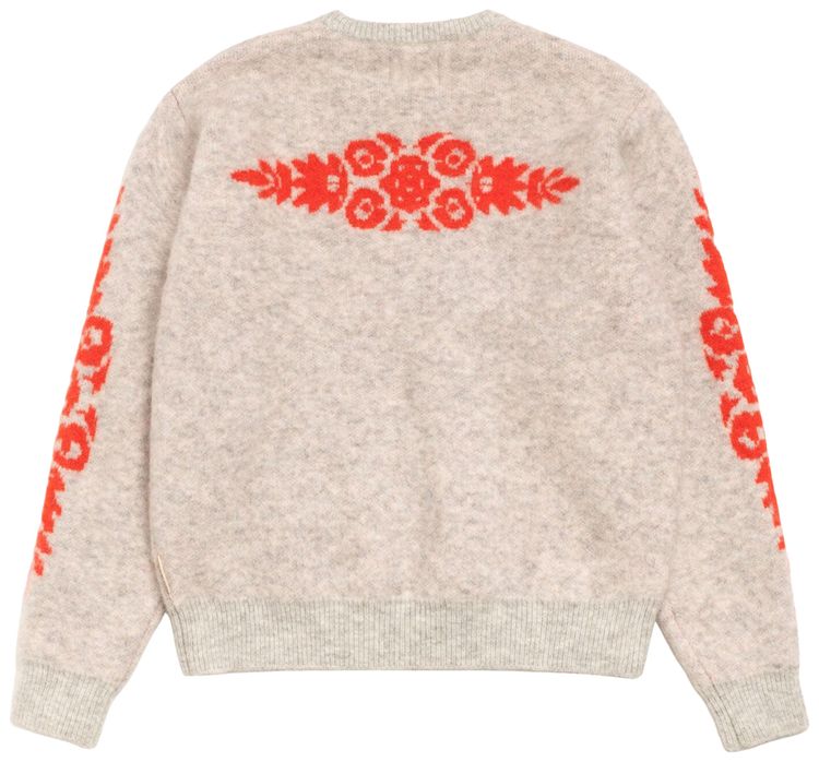 Свитер Stussy из мохера с цветочным принтом, серый — фото 2