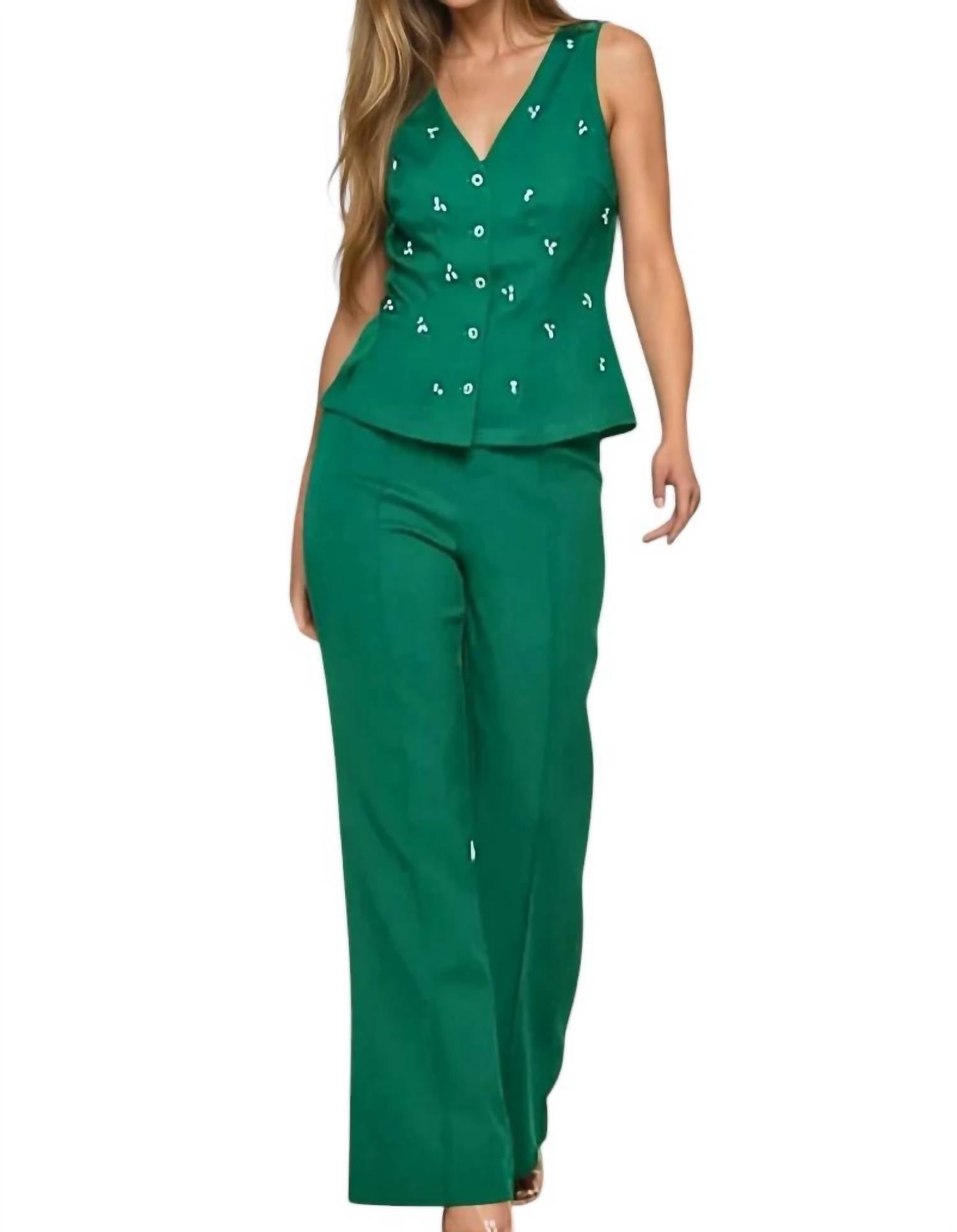 

Everlynn Брюки Maddie с вышивкой изумрудного цвета