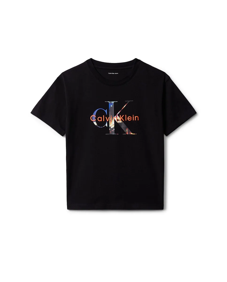 

Детская футболка с рисунком NY Calvin Klein, черный