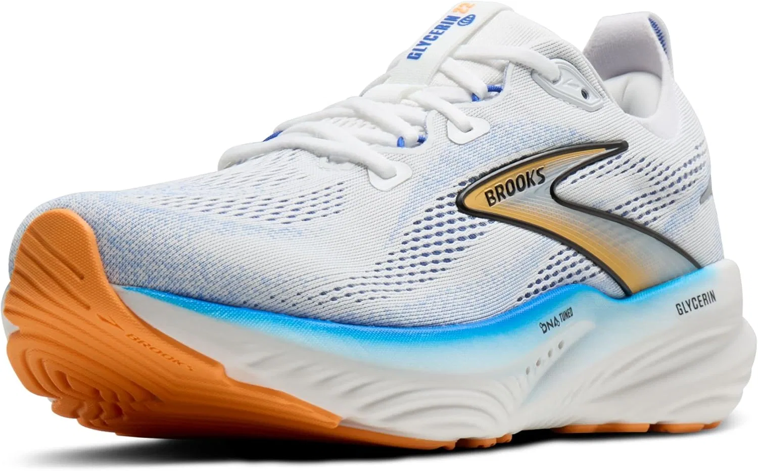 Мужские беговые кроссовки Brooks Glycerin 22 нейтрального цвета, White Cobalt Orange