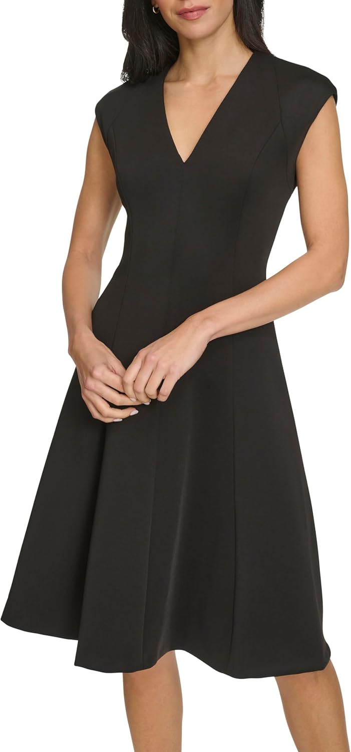 

Женское платье Calvin Klein с расклешенным лифом и рукавами-крылышками, Black