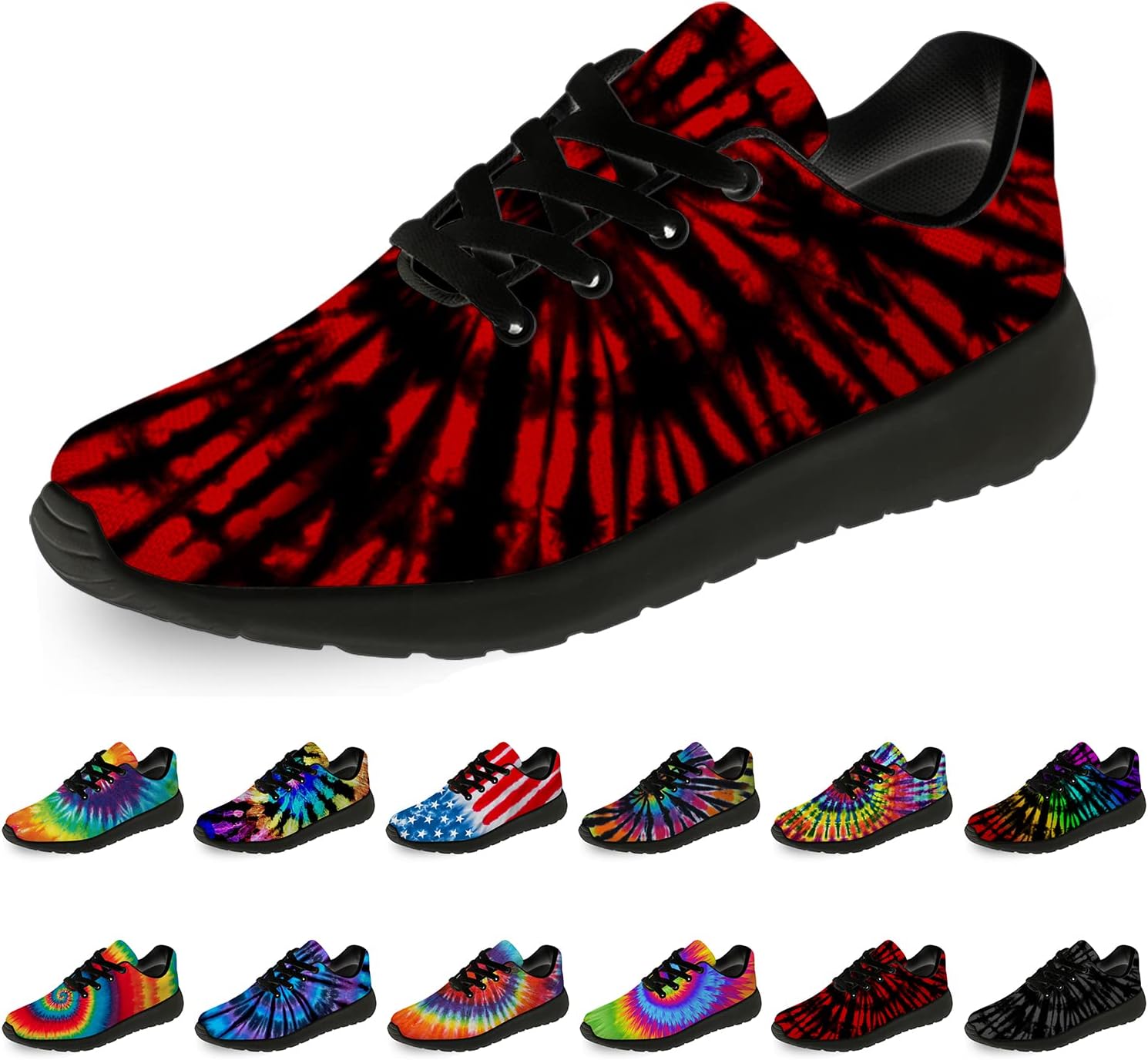 

Кроссовки Horethy Tie Dye для женщин и мужчин, беговые кроссовки, женские и мужские прогулочные, теннисные кроссовки, удобные спортивные кроссовки для джоггинга, подарки, черный