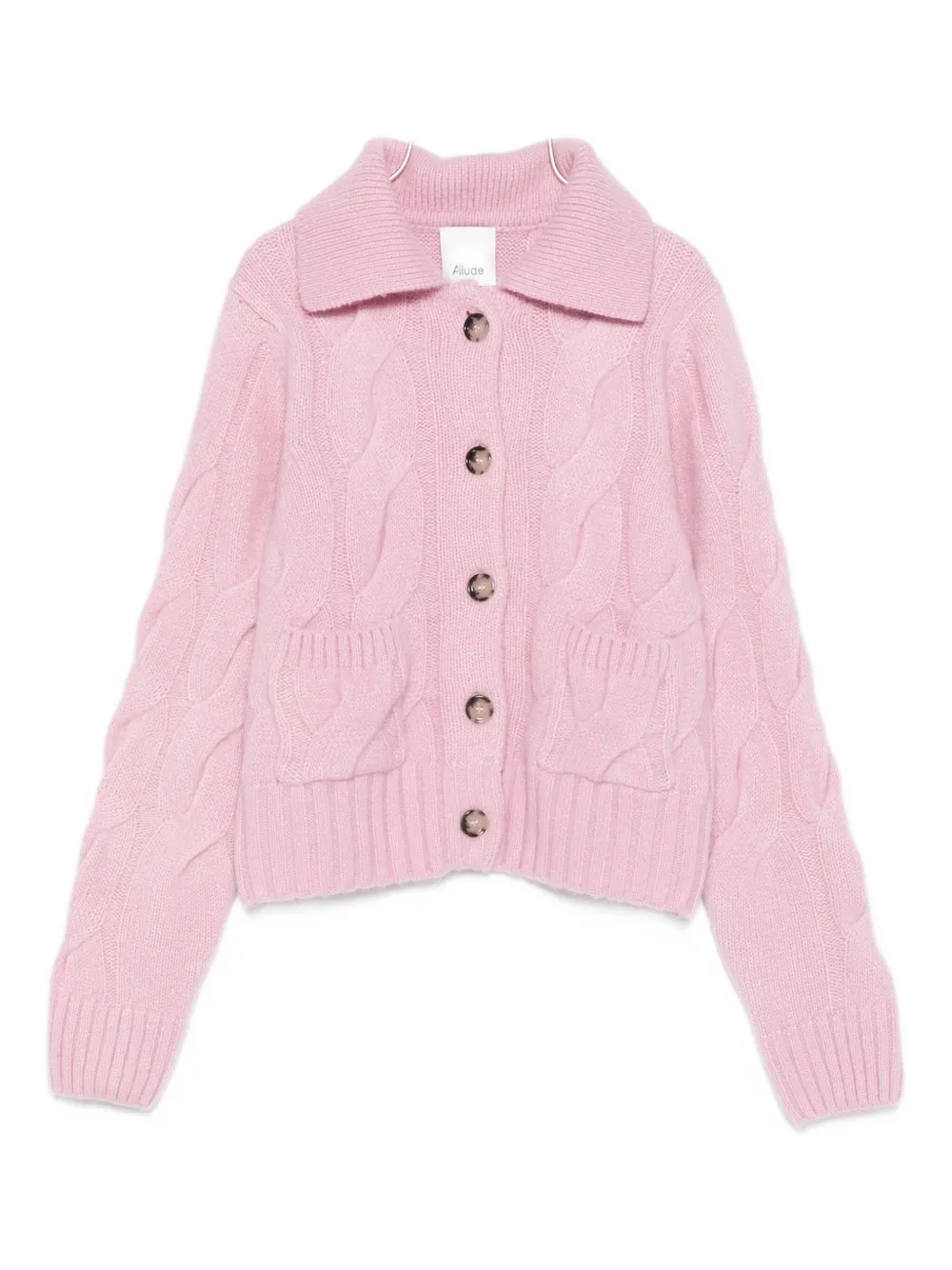 

Кардиган вязаный косичками ALLUDE, розовый