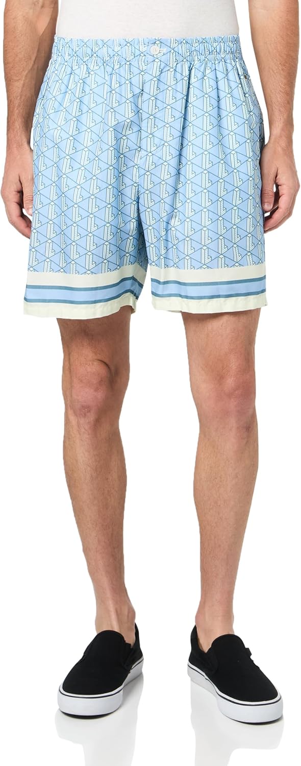 

Lacoste мужские шорты relaxed fit с монограммой, синие и белые, large
