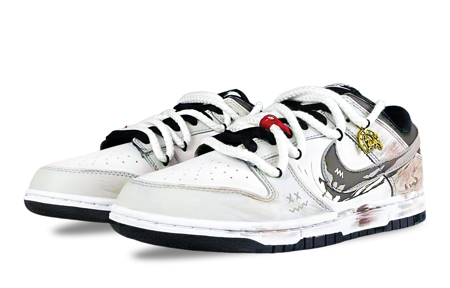 Nike Кроссовки для скейтбординга Dunk Low Sea Salt Bubbles, износостойкие низкие, унисекс, серо-коричневый — фото 4