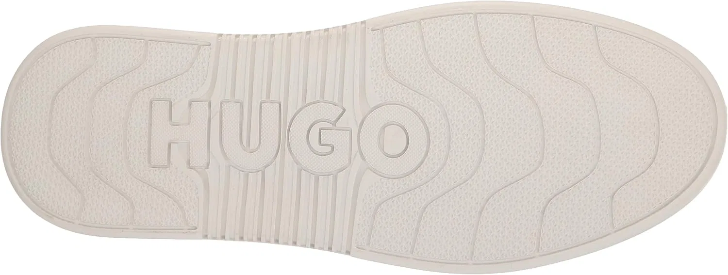 Мужские кожаные кроссовки HUGO с низкой подошвой, White Crisp White — фото 4