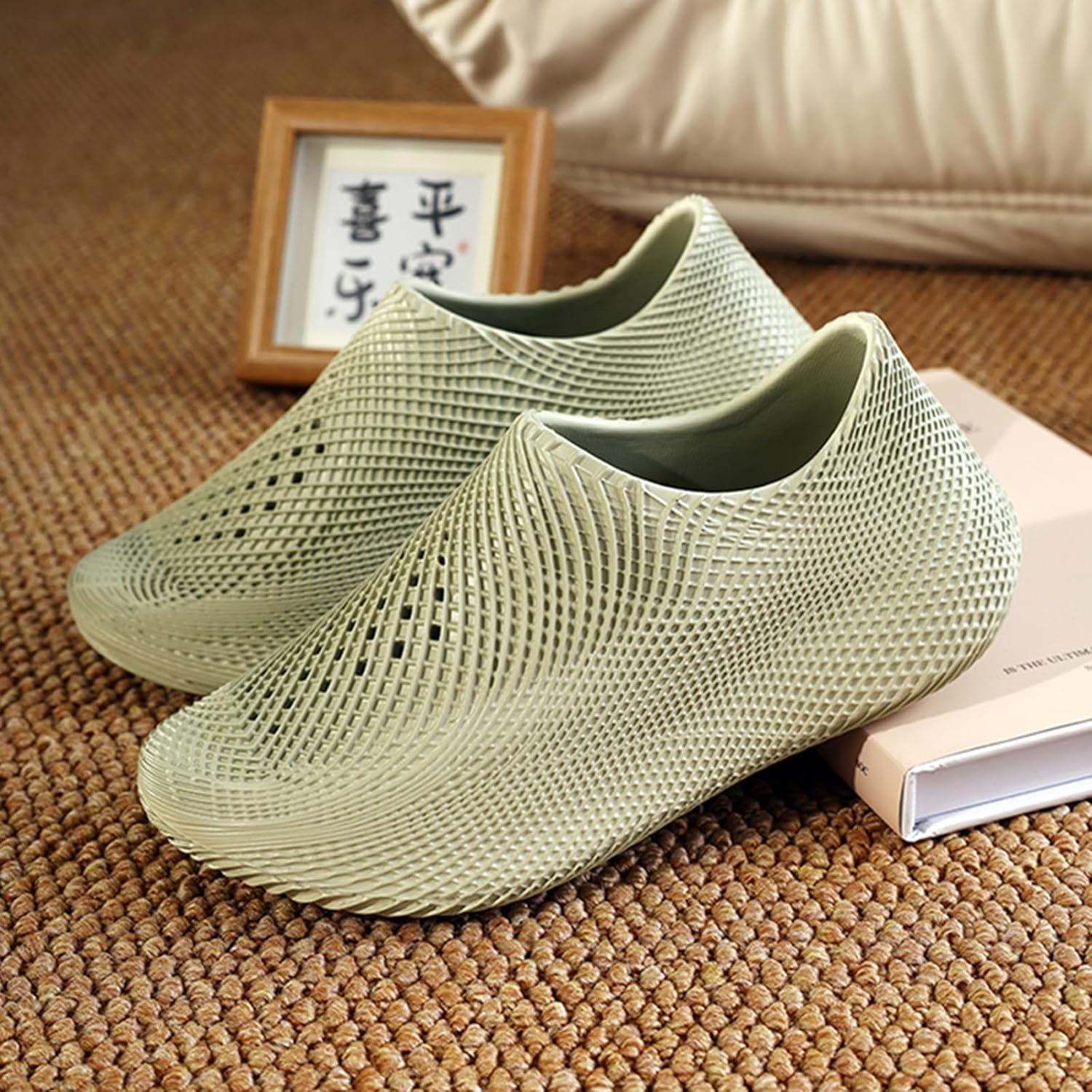 Мужские и женские слипоны с сотами - Легкие и прочные кроссовки в стиле Foam Runner из EVA, дышащая сетка для вентиляции, повседневная ходьба Inkuil, зеленый — фото 3
