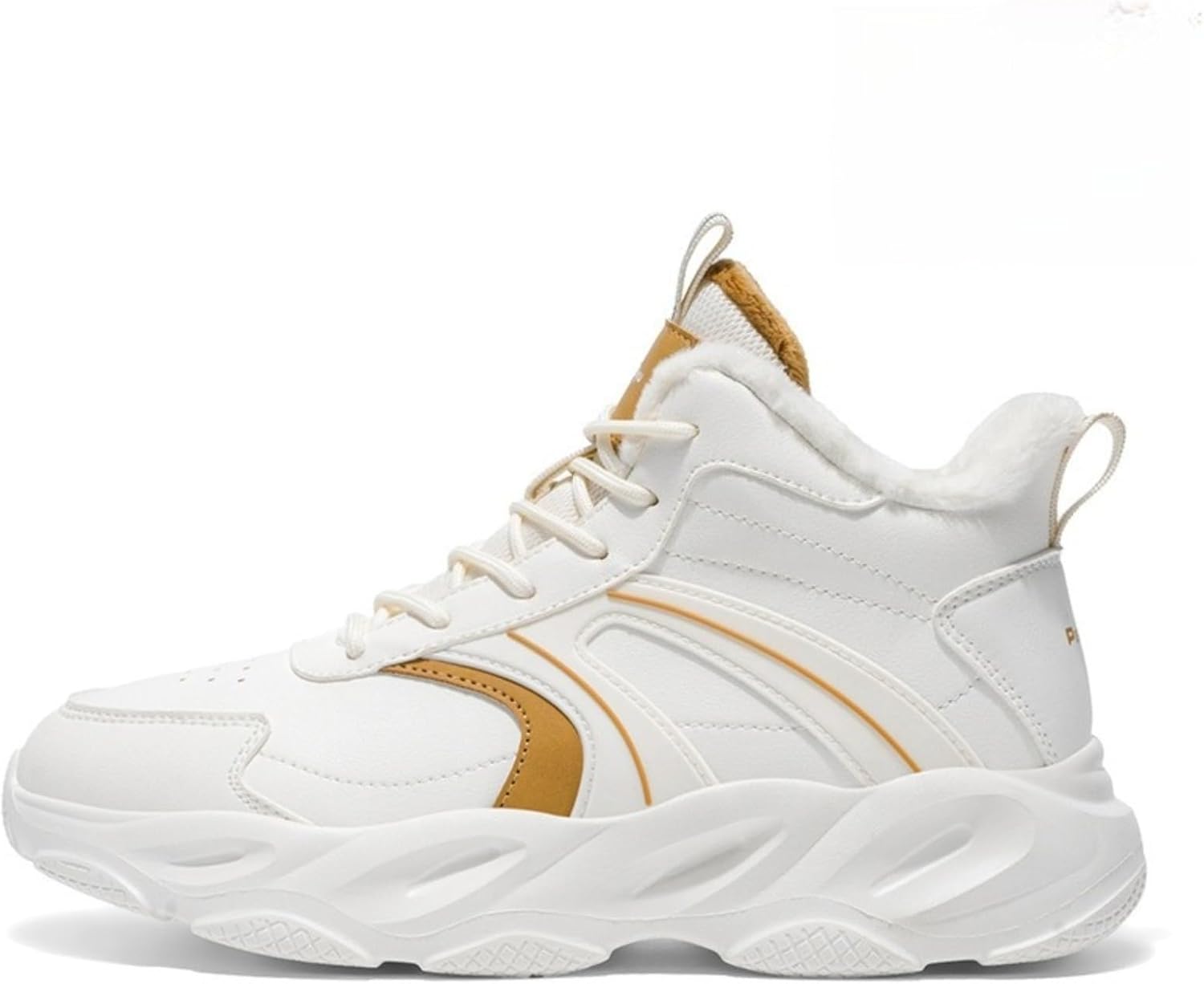 

Мужские зимние кожаные кроссовки - утепленные повседневные туфли с резиновой подошвой, удобные шнурованные прогулочные туфли для ежедневной носки (белые, черные, хаки) Azttoztto