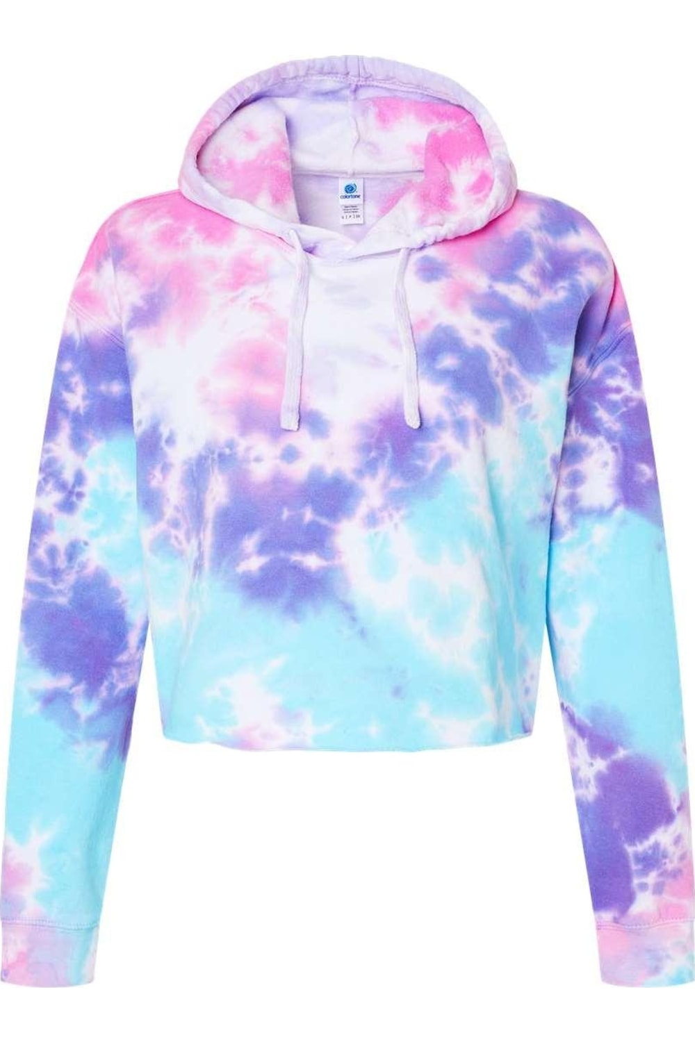 

Женская толстовка Colortone Tie-Dyed Crop с капюшоном, цвет cotton candy