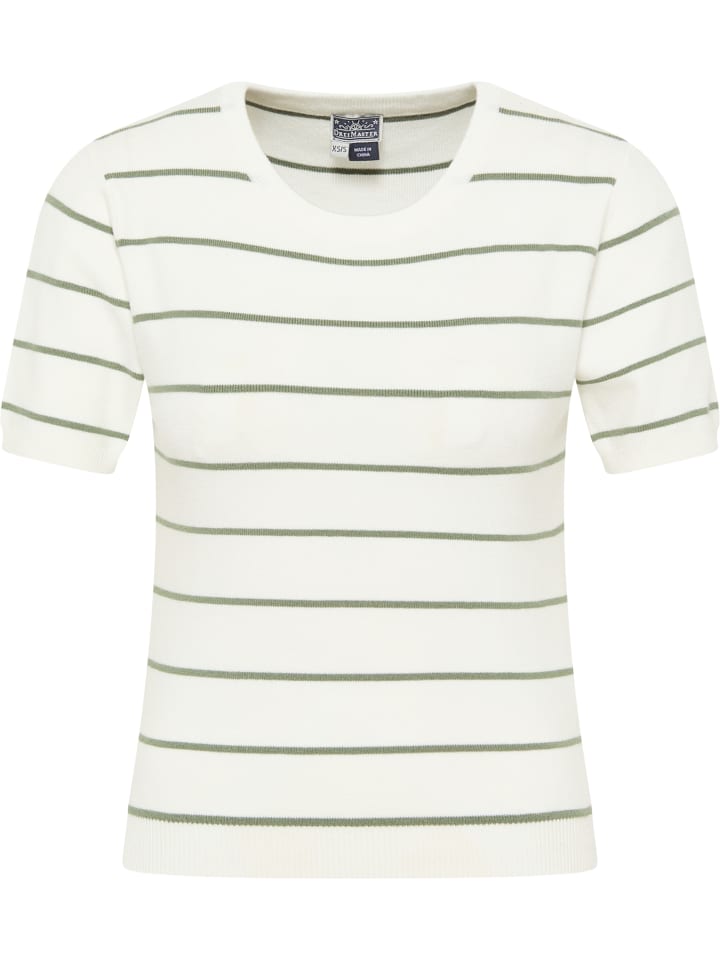 

DreiMaster Женский свитер с короткими рукавами, кремово-оливкового цвета