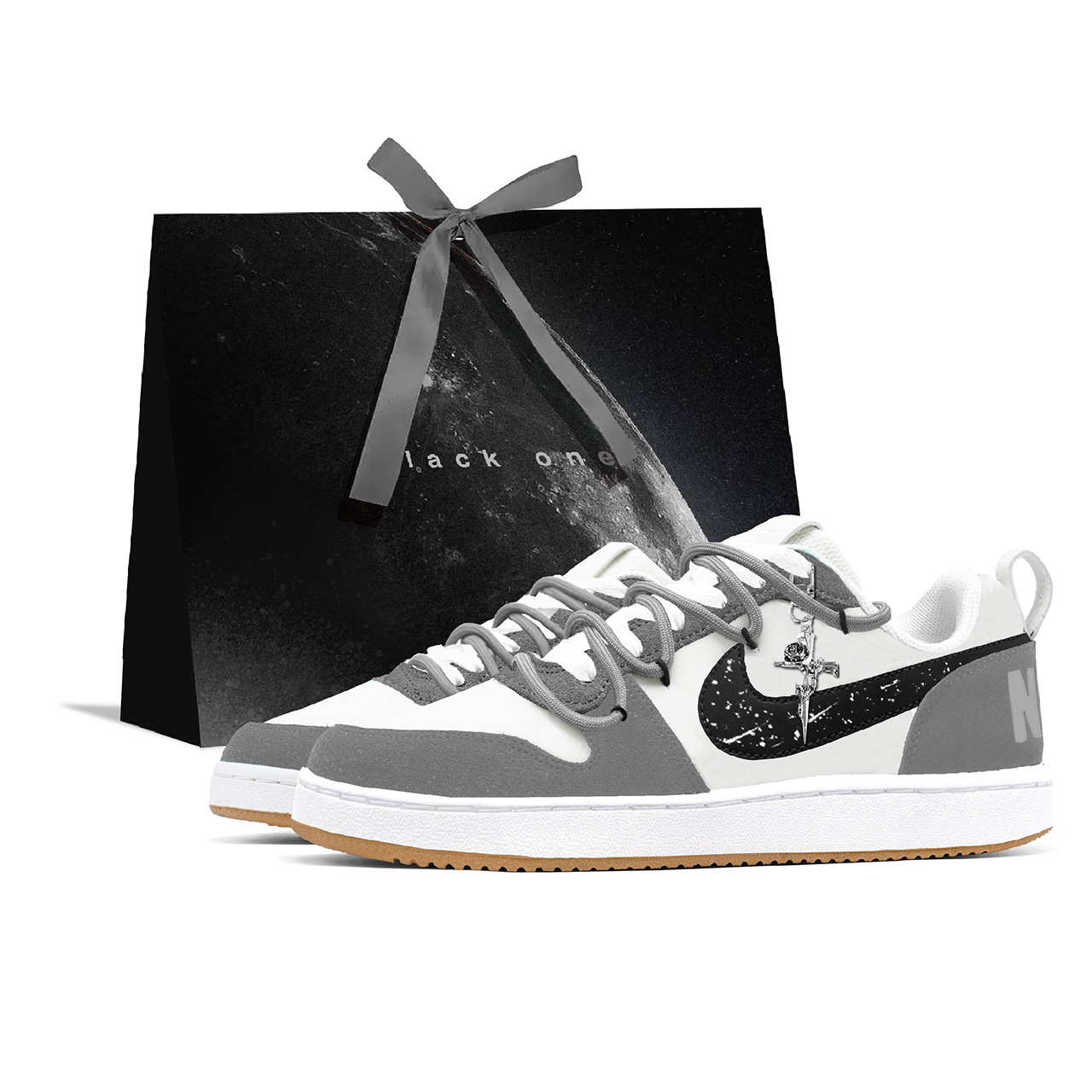 

Court Borough Shooting Stars Knight водонепроницаемые амортизирующие устойчивые к истиранию низкие кроссовки для скейтбординга мужские Nike, черный