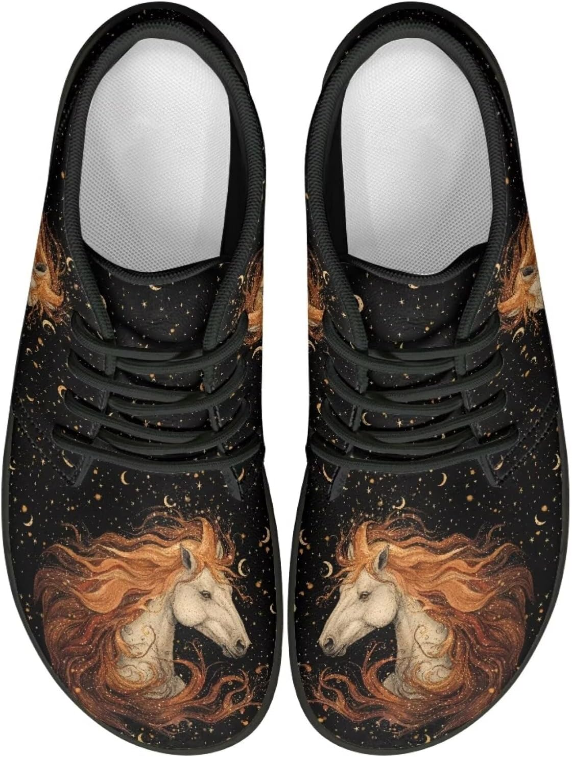 

Конные кроссовки для женщин и мужчин, слипоны, низкие, из ПУ-кожи, для ходьбы Ecaestolph, черный