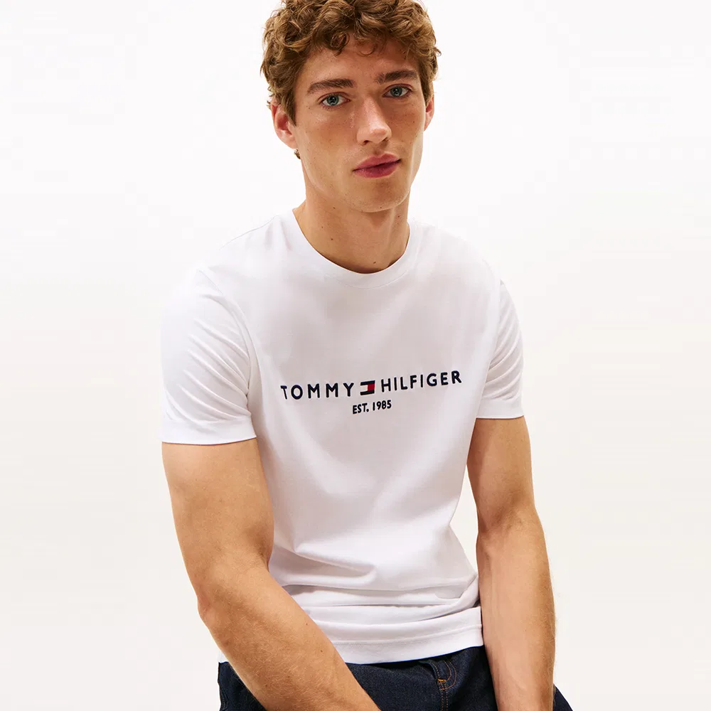 Мужская белая футболка с логотипом "Core Logo" от Tommy Hilfiger — фото 4