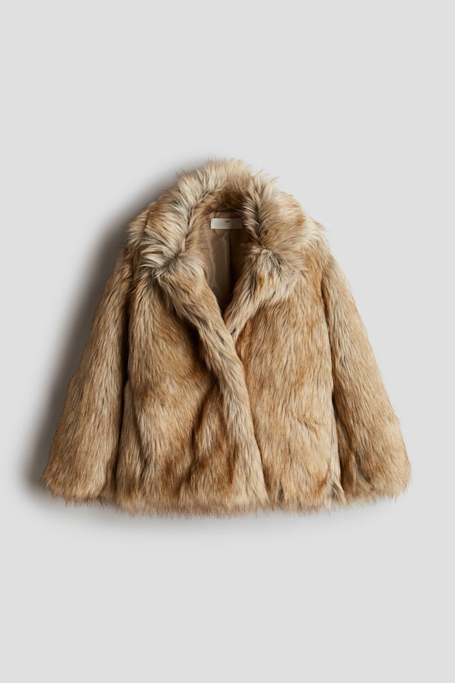 

Пушистая куртка H&M, бежевый