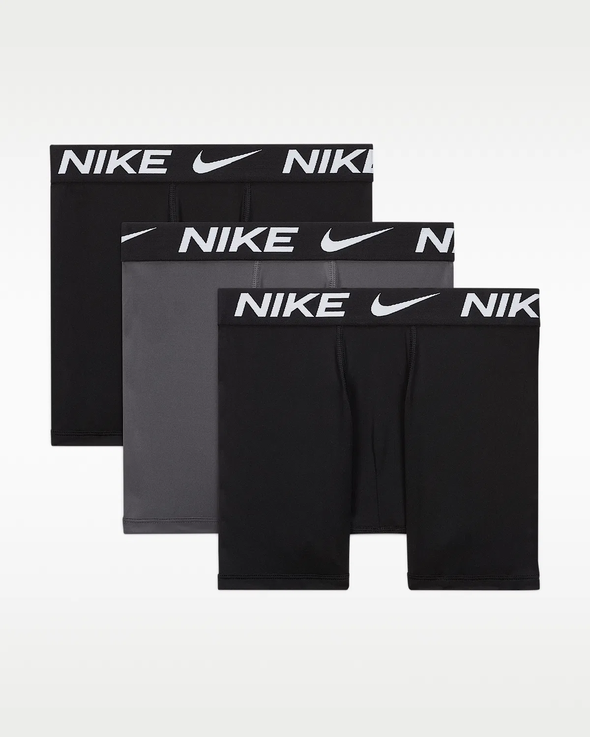 Большие детские боксеры Dri-FIT Solid (3 шт.) Nike, Black/Dark Grey