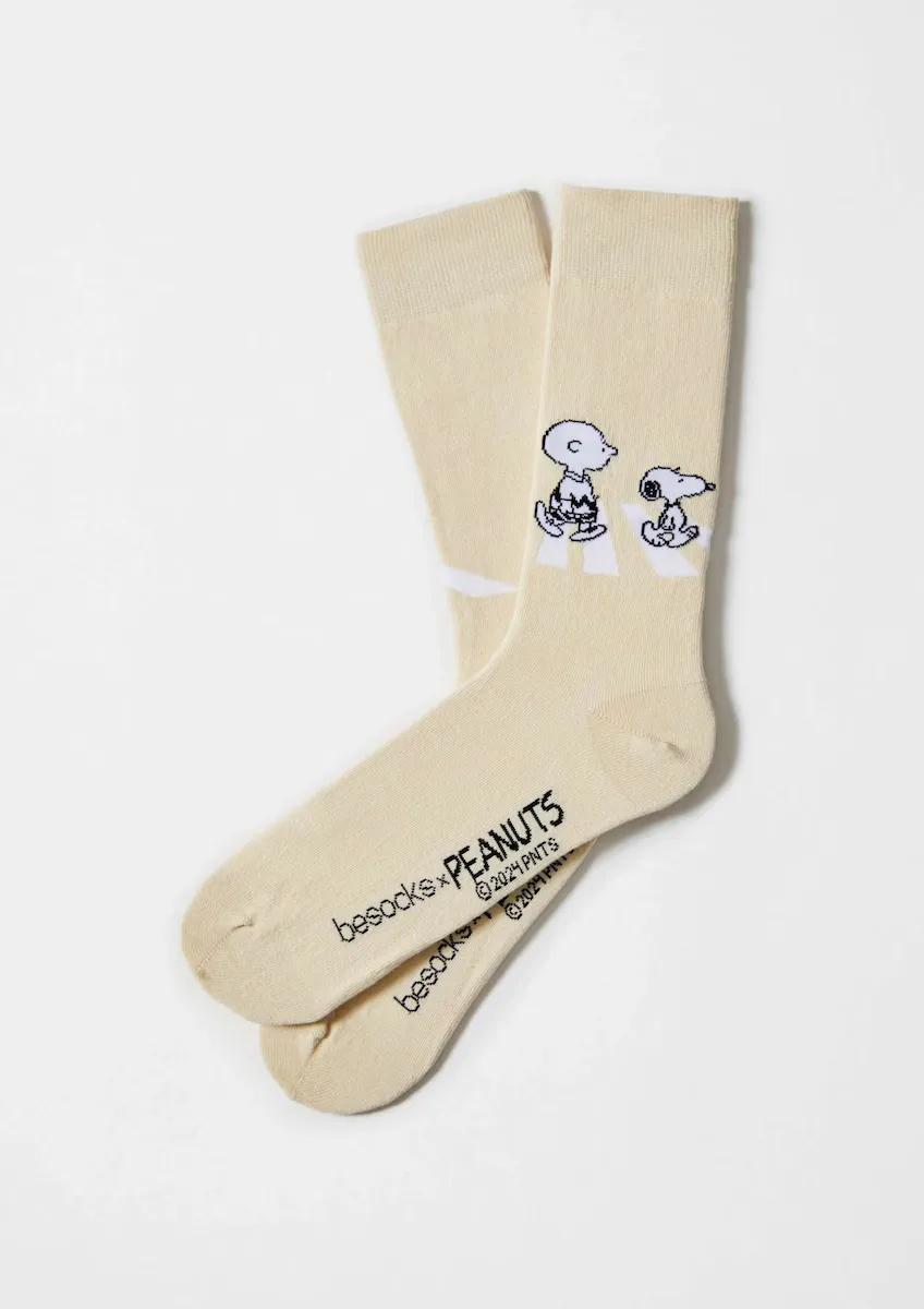 

Высокие носки унисекс Snoopy из бежевого органического хлопка Besocks, бежевый