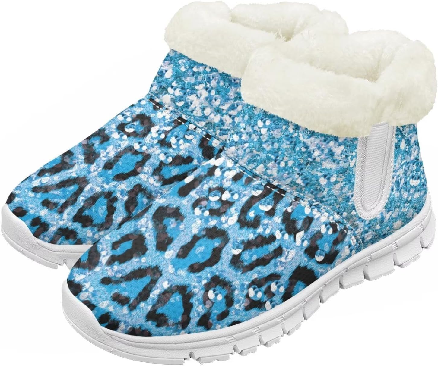 

Pzuqiu Детские зимние сапоги с теплым мехом, милый принт для мальчиков и девочек, малышей/детей/старших детей для прогулок на улице, белая подошва