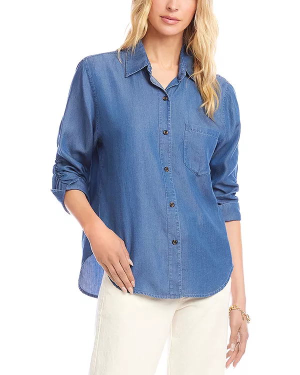 

Топ с присборенными рукавами Karen Kane, синий