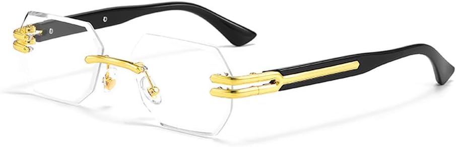 

Ретро-солнцезащитные очки без оправы для мужчин и женщин, многоугольная металлическая оправа, деловые очки для отдыха на природе и путешествий, подарочная коробка, летний стиль WNCKSQ, C05