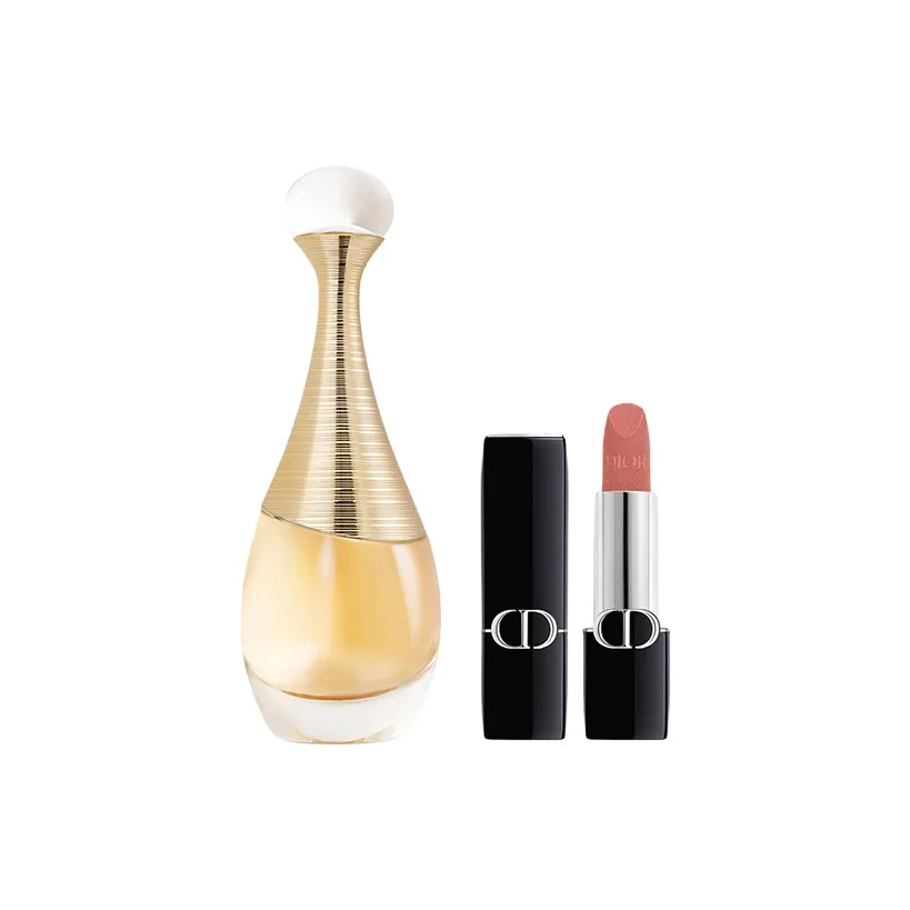 DIOR Парфюмерный набор True Me Classic Rich Scent с ароматом цветов, туалетная вода EDP, Two-Piece Set: J'adore Perfume 30ml+#100 Intense Blue Gold Lipstick 3.5g