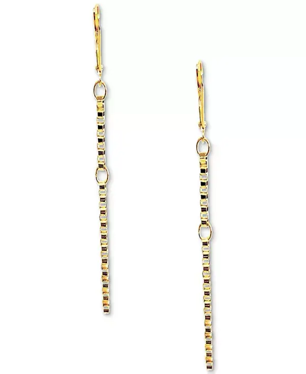 

Серьги-Подвески с цепочкой из звеньев коробки золотистого оттенка Minu Jewels, gold