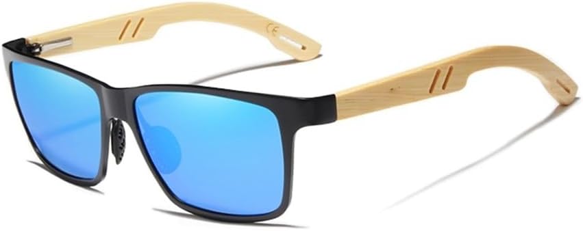 

Поляризованные алюминиевые солнцезащитные очки для мужчин, бамбуковые, деревянные, ручной работы, модные, с защитой от УФ-излучения UV400, женские очки UJNHGQ, Mirror Blue Bamboo